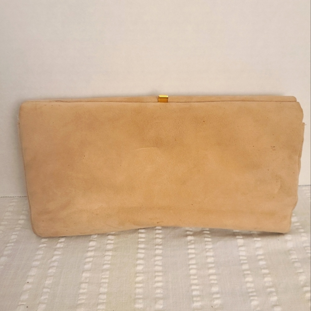 Donna Karan Clutch/Makeup bag. Tan suede.